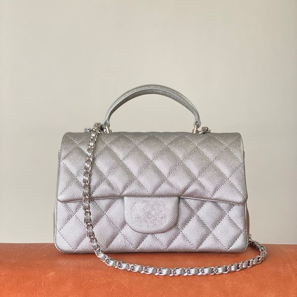 

1:1 cf mini flap bag handbag shoulder bag 23p 20cm genuine leather designer bags with box c133