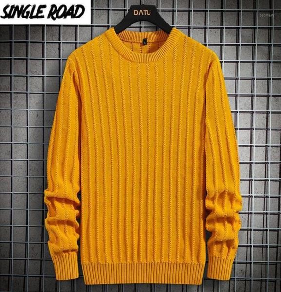 

singleroad mens knitted sweater men 2020 winter solid sweaters pullover jumper harajuku korean style casual yellow sweater men15568477, White;black