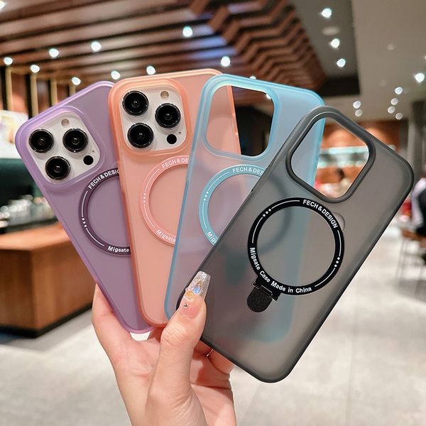 

matte magsafe wireless charger cell phone cases for iphone 15 14 plus 13 12 11 pro max kickstand designer shockproof phone case compatible s
