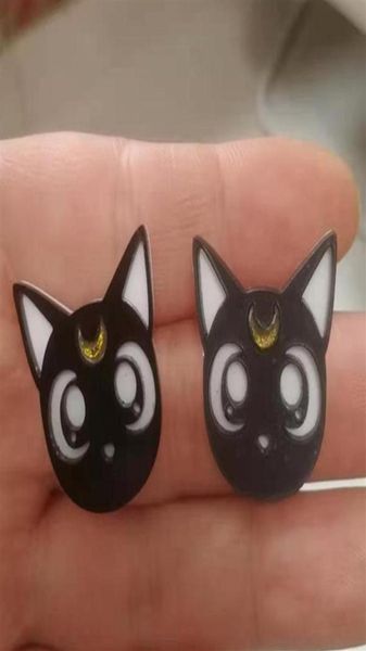 

fashion jewelry black and white cute kitten head for girl earring acrylic accessories213n7306994, Silver
