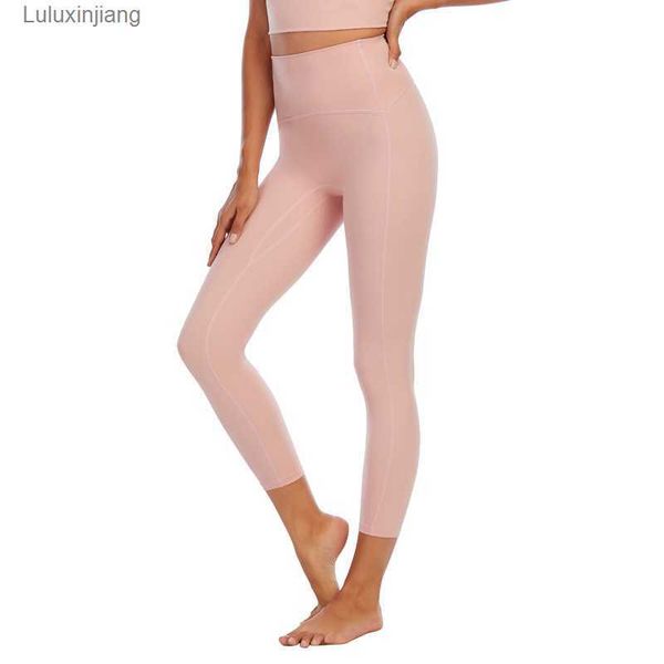 

clothing women leggings yoga pants fitness sports running double-sided nude feeling sanded high waist no embarrassment line tight cropped tr, Black
