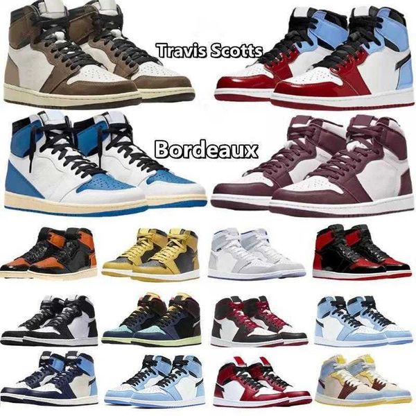 

2023 jumpman 1 university gold basketball shoes high men women 1s bio hack patent bred shadow silver toe electro orange grey fog chicago tra, Black