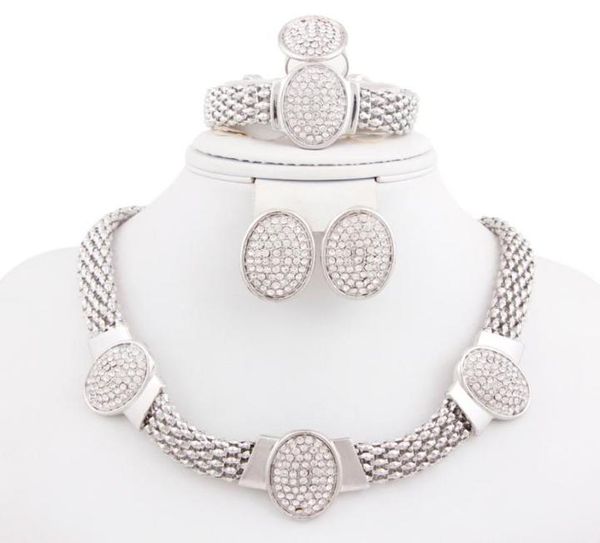 

whole2015 new fashion silver plated white crystal rhinestone jewelry set for women classic wedding bridal costume jewelry set3561215, Slivery;golden