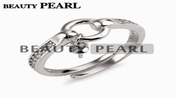 

little circle ring settings 925 sterling silver zircons jewelry findings dangle pearl ring mount 5 pieces6243200, Slivery;crystal