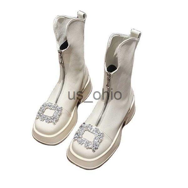

boots rhinestone platform boots autumn winter shoes women round toe zipper spring autumn ankle female botines de mujer chelsea boots j230811, Black
