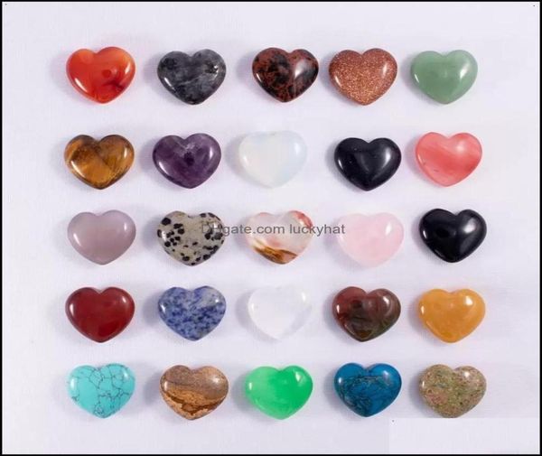 

stone 25mm love heart natural crystal stone craft ornaments quartz healing crystals energy reiki gem living room decoration drop d2067996, Black