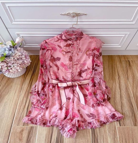 

women's jumpsuits & rompers n luxury autumn and winter new mixed splicing silk printed ruffle jumpsuit6777124, Black;white