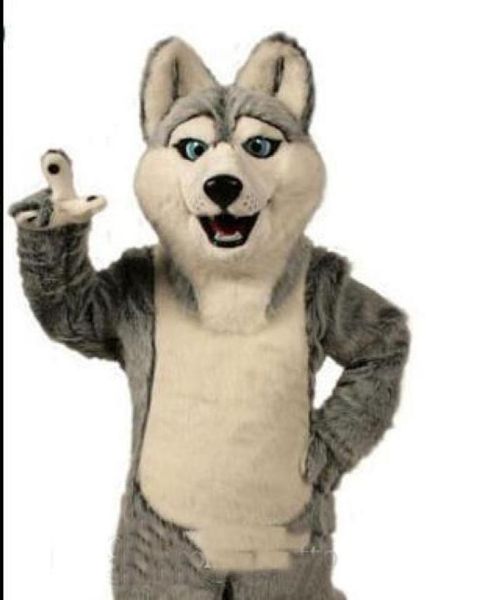 

2018 fancy gray dog husky dog with the appearance of wolf mascot costume mascotte cartoon character party 7777025, Red;yellow
