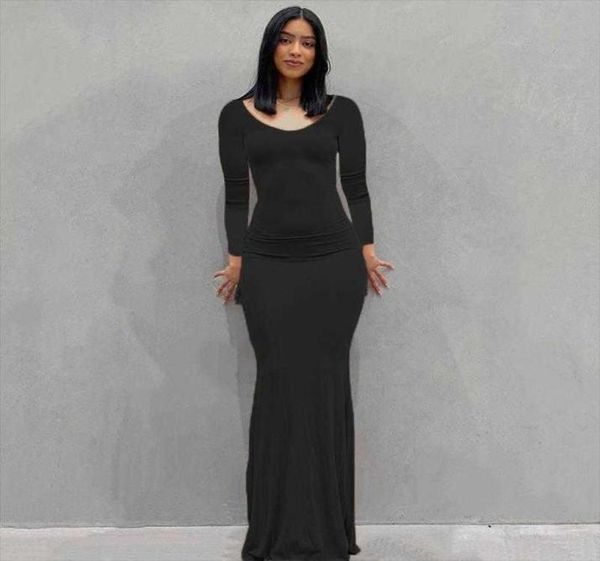 

skims womens clothing long dress casual slim fit sleeved home6428155, Black;gray