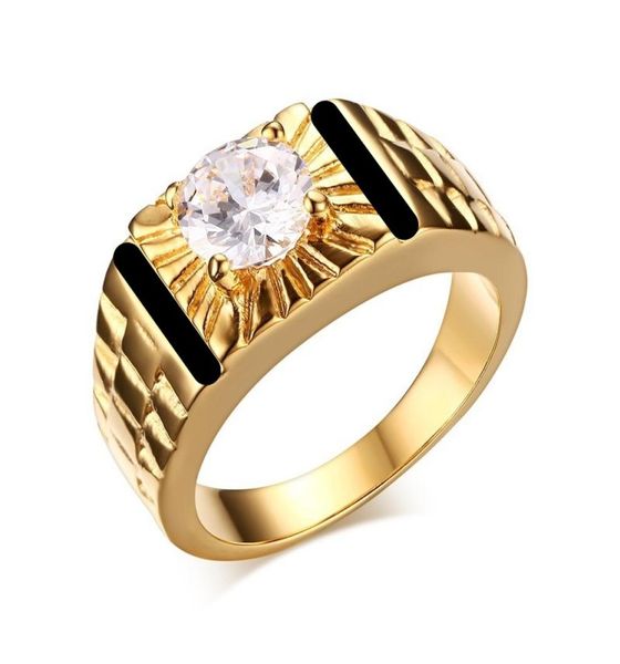 

new fashion jewelry 18k gold rings for men black onyx diamond engagement wedding men ring size 6118793570, Golden;silver