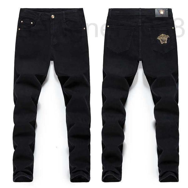 

men's jeans designer thickened stretch mens jeans medusa embroidered fashion trousers all-match slim sports pants oversized u1995, Blue