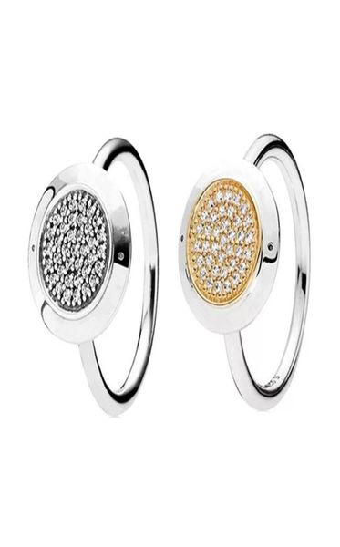 

cluster rings 925 sterling silver female classic round ring finger white zircon exquisite wedding jewelry for women bride girl2569986, Golden;silver