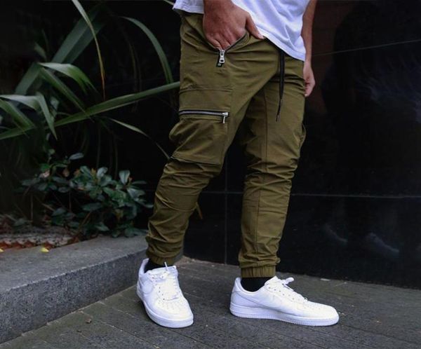 

men039s pants 2021 mens cotton casual solid color cargo pockets wearresisting slim fit streetwear track overalls for men8888866, Black