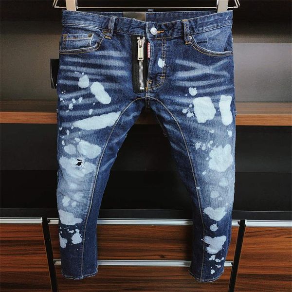 

2021 new arrivals d2 mens luxury designer denim jeans holes trousers dsquare biker pants men's clothing a393261v, Blue
