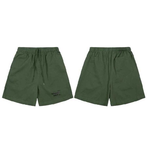 

summer new galery dept washed military green men's loose casual 5-point shorts, White;black