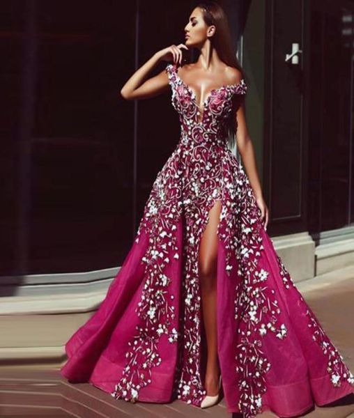 

tony chaaya 2021 split evening dresses with detachable train pink beads mermaid appliqued prom gowns lace luxury party dress robes1345107, Black;red