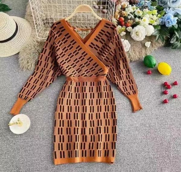 

womens sweater designer dresses casual coat vneck long sleeve printed dress women fashion embroidery letter clothing2589893, Black;gray