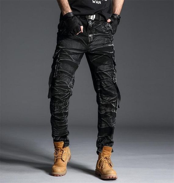 

men039s cargo pants mens casual multi pockets military large size tactical men outwear army straight slacks long trousers1323864, Black