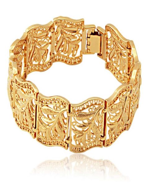 

new item vintage scroll leaves cuff bracelet bangle 18k real gold plated bangle fashion jewelry for women whole yh51958538623, Black