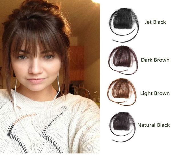 

clip in bangs extension real human hair bangs hand tied hair bangs with temples black brown4829935