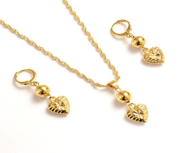 

heart jewelry sets classical necklaces earrings set fine gold gf arabafrica wedding bride039s dowry women girls gif7567921, Silver