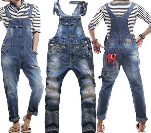 

whole fashion ripped jeans for men mens skinny jumpsuit bib pants mens overalls 234m9774805, Blue