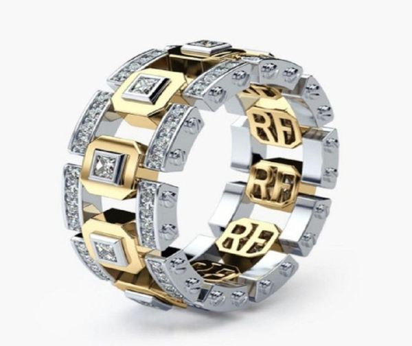 

fashion 14k gold plated hallow couple rings for men women creative crystal finger rings wedding lovers jewelry valentines039gif9239096, Silver