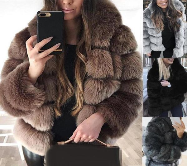 

fluffy coat women winter fur jacket fashion thick warm overcoat coats female casual party8611123, Black