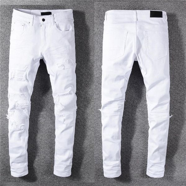 

luxurys designer mens jeans famous dasual design slim-leg white embroidery snake motorcycle summer trousers pencil pantssize 29-40273k, Blue