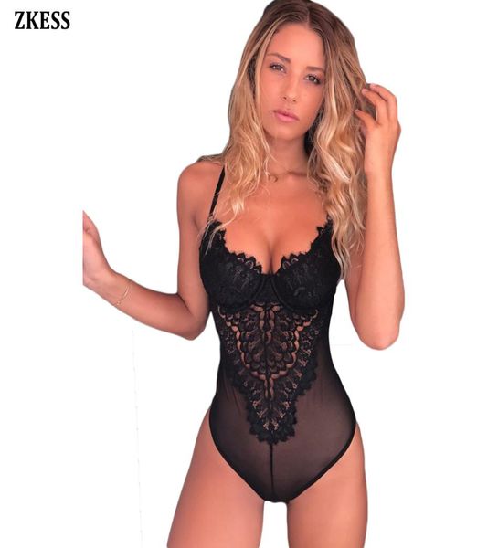 

blackwhite lace cup mesh bodysuits sleeveless hammock patchwork hollow out shoulder strap bedtime underwire lc321758220033, Black;white