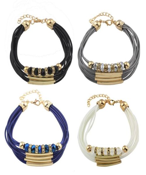 

explosion bracelet europe and america bohemian multilayer korean wax crystal woven bracelet wy12111987336, Golden;silver