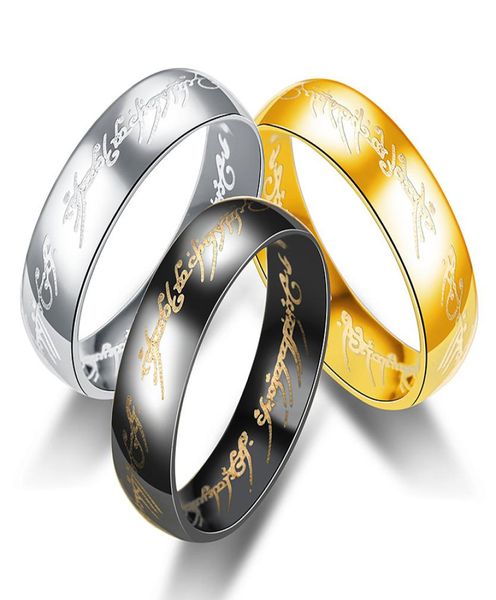 

6mm the lord of the rings magic letter stainless steel ring mix size 6137373969, Silver