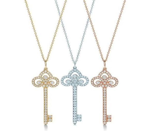 

fashion pendant necklaces for women simple key full diamond pendants necklace designer jewelry silver plated gifts chirstmas thank9259404