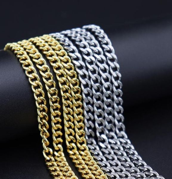 

chains simple style hiphop stainless steel cuban chain gold plated men women hip hop jewelry necklace accessories parts1509470, Silver
