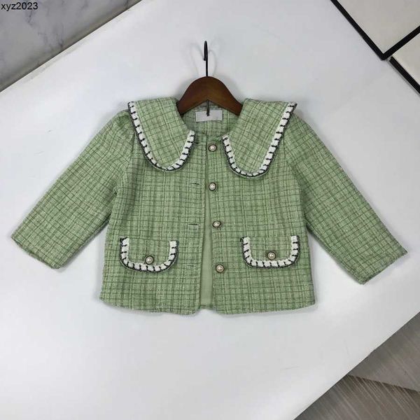 

designer kids coats child large lapel jacket size 90-140 cm fashion pearl button decoration baby outwear luxurious aug09, Blue;gray