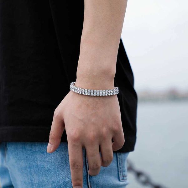 

real customize 10mm two row fine jewelry vvs lab diamond 925 sterling silver moissanite tennis bracelet