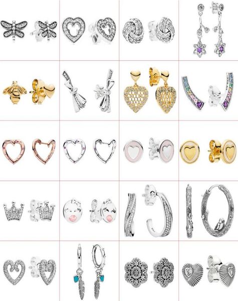 

2021 new style 925 sterling silver elegant fashion diy cartoon creative exquisite earrings jewelry factory direct s9800568, Golden;silver