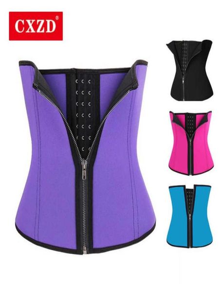 

cxzd women trainer corset zipper hook shapewear double control body shaper tummy fat burning waist cincher5153125