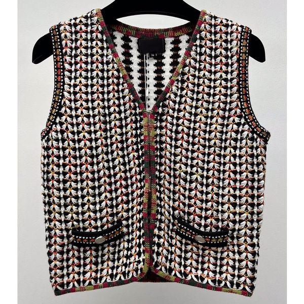 

8.11 vintage fashion crochet 100% wool knitted sweater women's vests, Black;white
