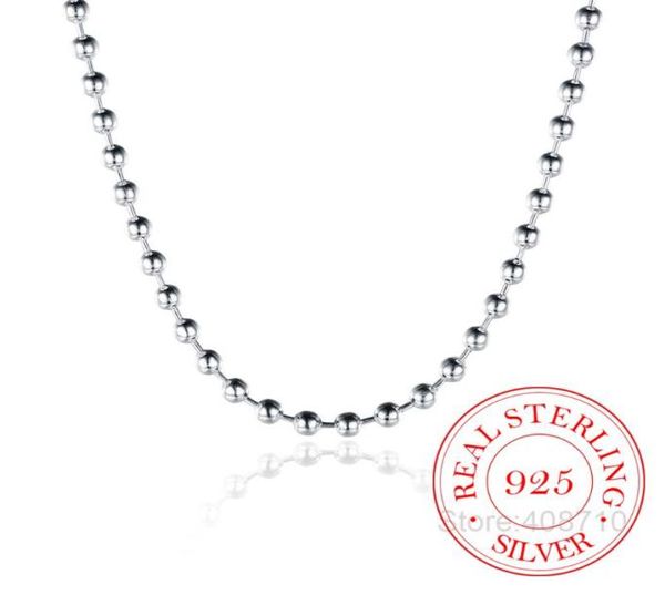 

chains 925 sterling silver 3mm smooth beads ball chain choker necklace for women trendy wedding engagement jewelry collier femme6632312