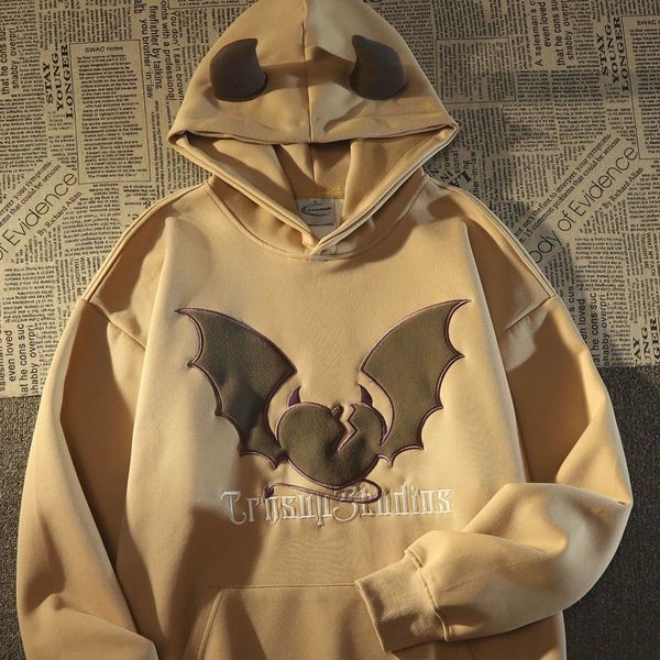 

womens hoodies sweatshirts vintage women hoodie long sleeve harajuku bat imp print sweatshirt y2k aesthetic hip hop streetwear clothes gothi, Black
