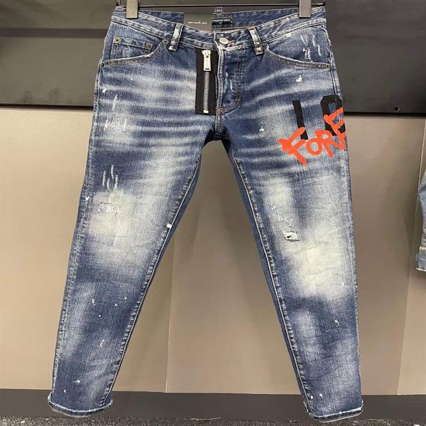 

dsq phantom turtle men's jeans mens luxury designer jeans skinny ripped cool guy causal hole denim fashion brand fit jeans me2717, Blue
