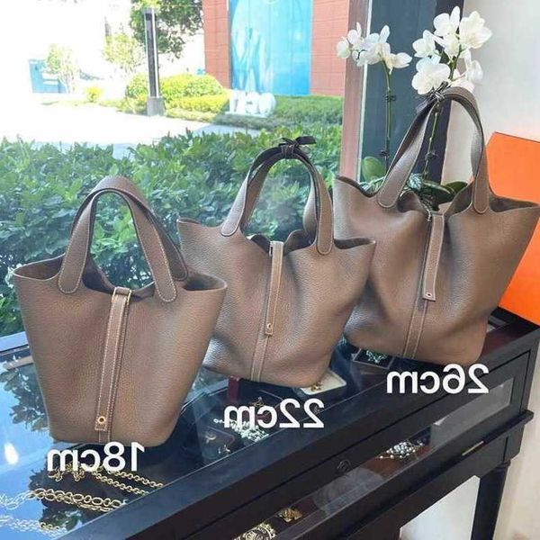 

authentic handbag desinger totes picotin bags 2023 springsummer new zimu vegetable basket bag with lychee pattern togo layer cowhide bucket