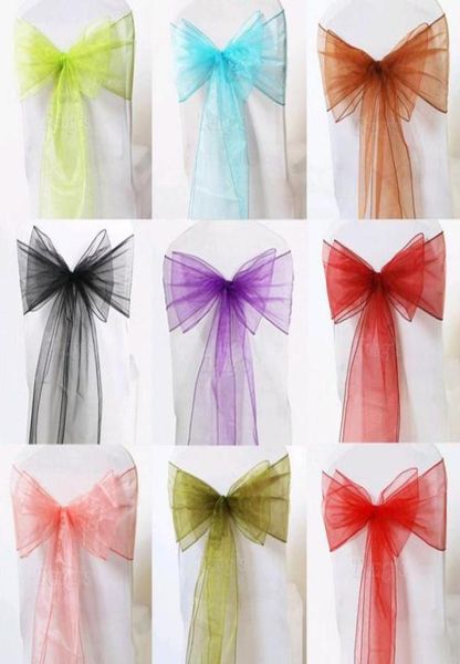 

chair sash chair bow hood organza for wedding party shower bridal wedding supplies 65cm length 10 color60915299616916