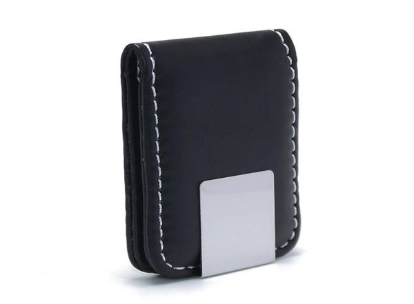 

men women leather money clip wallet slim metal holder safe wallet bill clips clamp for credit cards ml10468908529, Black