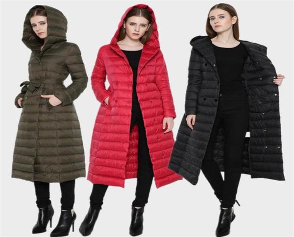 

new women extra down long or middle coat winter brand highknee ultrathin slim womens down coats female lightweight hooded jacket2073488, Black