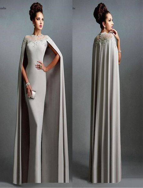 

2019 long mermaid evening dresses with cape illusion neck lace mother of the bride dresses long formal party prom dresses 415144, Black;red