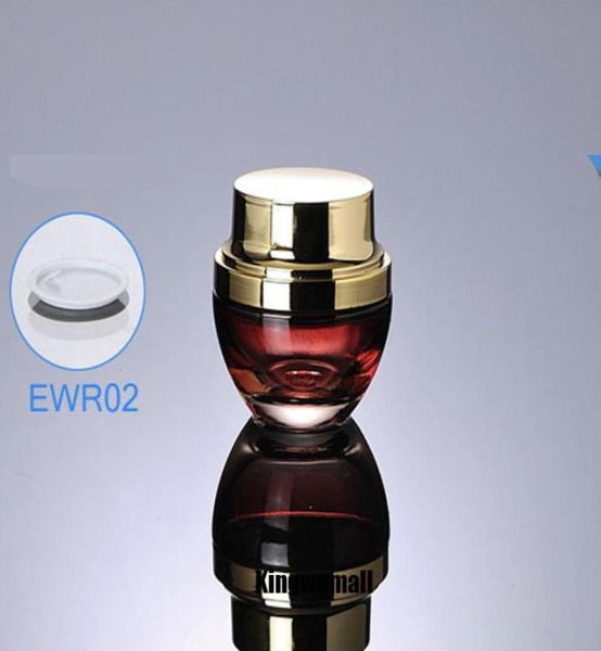 

300pcslot 30g 30ml high grade glass cream jar red jar with gold cap for cosmetic packaging fwr022003303