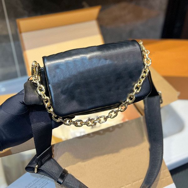 

pochette coussin crossbody bag genuine leather detachable strap chain suture letter golden hardware women messenger shoulder bags multiple c