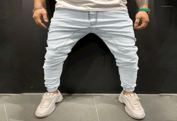 

men039s jeans slim aesthetic hombre mens summer casual bodybuilding pocket denim sports full length pants indie5614980, Blue